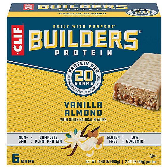 CLIF Builders Vanilla Almond Protein Bar - 6-2.4 Oz