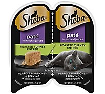 Sheba Perfect Portion Roasted Turkey Pate Wet Cat Food Twin Pack Trays - 2.6 Oz