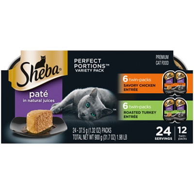 Sheba Perfect Portions Chicken & Turkey Adult Wet Cat Food Pate Variety Pack 12 Count - 2.6 Oz - Image 1