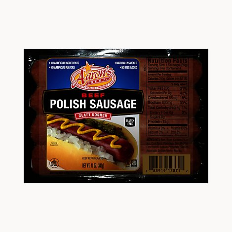 Arrons Sausage Beef Polish Kosher - 12 Oz