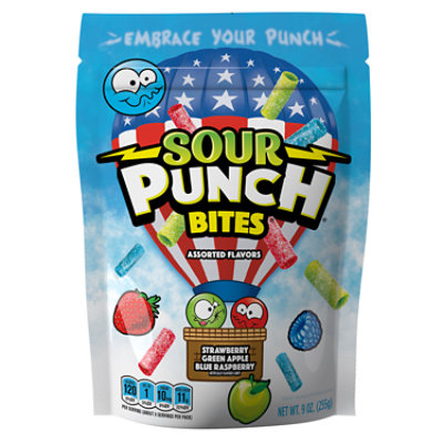 Sour Punch Bites Americana Assorted Candy Resealable Bag - 9 Oz