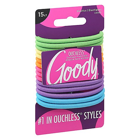 Goody Elastics Ouchless Thick 4mm Neon - 15 Count