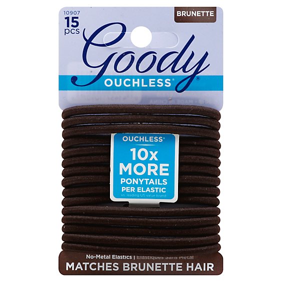 Goody Elastics Ouchless Thick 4mm Brown Brunette - 15 Count