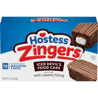 Hostess Zingers Snack Cakes Artificially Flavored Iced Devil’s Food Cake - 10 Count