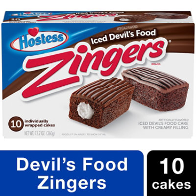 Hostess Zingers Devils Food Chocolate Snack Cakes - 10-12.70 Oz - Image 1