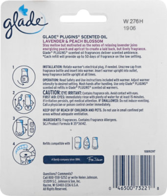 Glade PlugIns Scented Oil Refill Lavender & Peach Blossom Essential Oil Infused PlugIn 1.34oz 2ct - Image 3