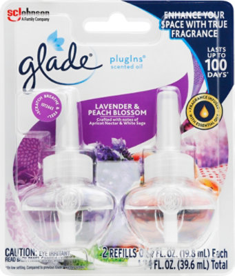 Glade PlugIns Scented Oil Refill Lavender & Peach Blossom Essential Oil Infused PlugIn 1.34oz 2ct - Image 2