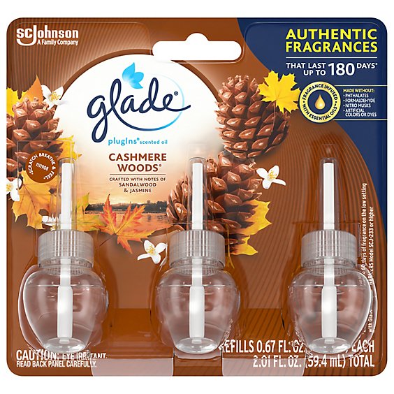 Glade Plugins Cashmere Woods Scented Oil Air Freshener Refill - 3-0.67 Oz