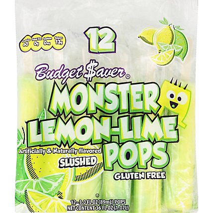 Budget Saver Monster Pops Lemon-Lime - 12-3 Count - Image 2