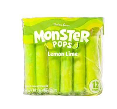 Budget Saver Monster Pops Lemon-Lime - 12-3 Count - Image 1