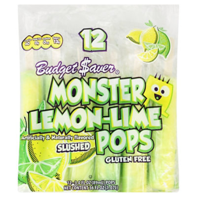 Budget Saver Monster Pops Lemon-Lime - 12-3 Count - Safeway