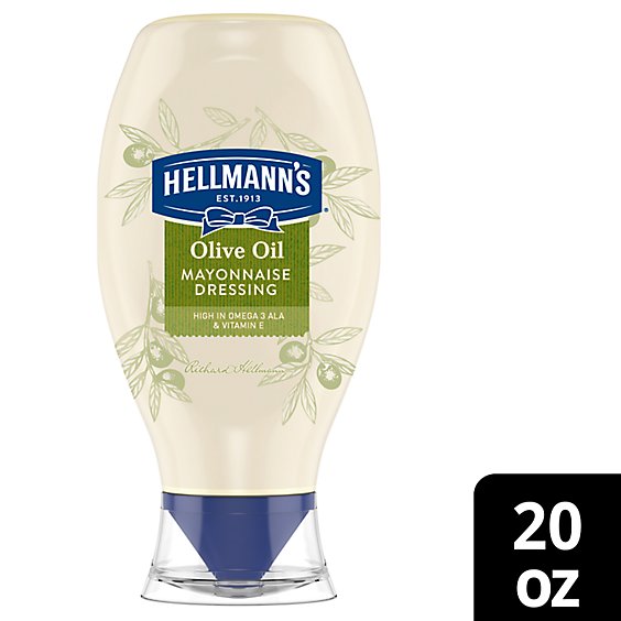 Hellmanns Mayonnaise Dressing Olive Oil Squeeze Bottle - 20 Oz