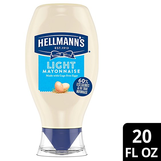 Hellmanns Mayonnaise Light Squeeze Bottle - 20 Oz