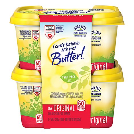 I Cant Believe Its Not Butter! Vegetable Oil Spread 45% Original Twin Pack - 2-7.5 Oz