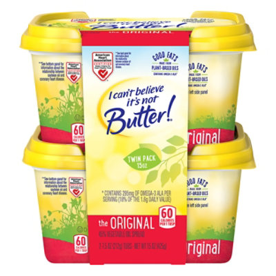 I Cant Believe Its Not Butter! Vegetable Oil Spread 45% Original Twin Pack - 2-7.5 Oz