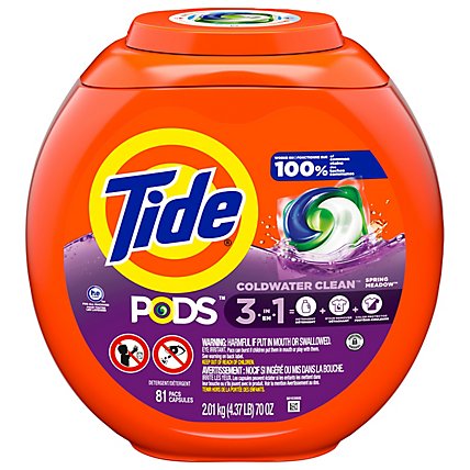 Tide PODS Liquid Laundry Detergent Pacs Spring Meadow Scent - 81 Count - Image 3
