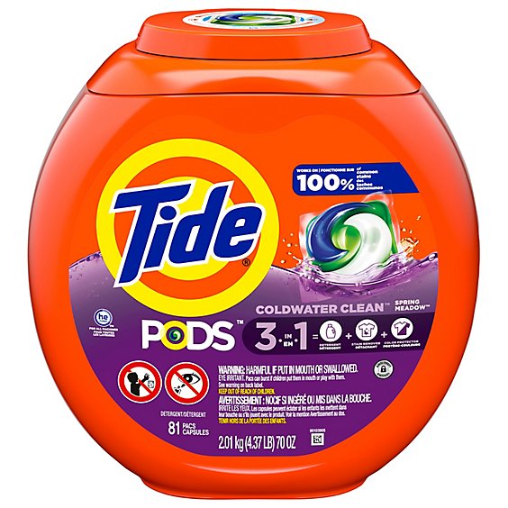 Tide PODS Liquid Laundry Detergent Pacs Spring Meadow Scent - 81 Count
