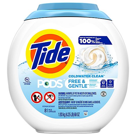 Tide PODS Free & Gentle Liquid Laundry Detergent Pacs - 81 Count