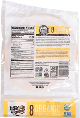 La Tortilla Factory Tortillas Organic Corn Yellow Bag 8 Count - 8.46 Oz - Image 6