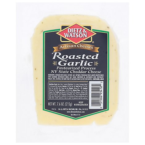 Dietz & Watson Roasted Garlic NY State Cheddar Cheese Wedge 7.6 Oz