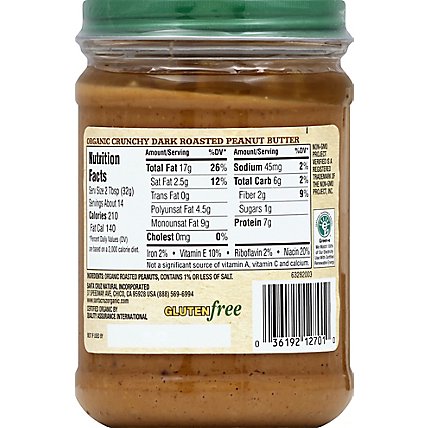 Santa Cruz Organic Peanut Butter Dark Roasted Crunchy - 16 Oz - Image 3