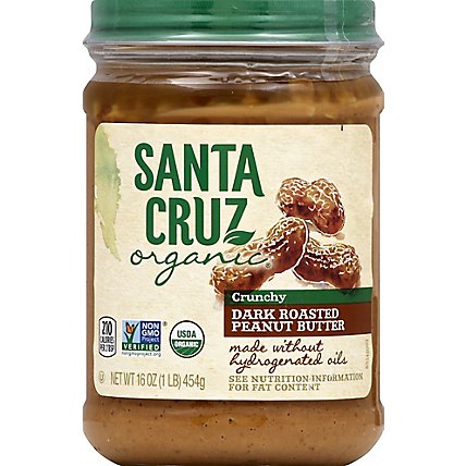 Santa Cruz Organic Peanut Butter Dark Roasted Crunchy - 16 Oz - Image 2