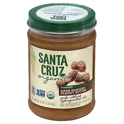 Santa Cruz Organic Peanut Butter Dark Roasted Crunchy - 16 Oz - Image 1