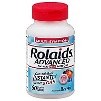 Rolaids Antacid Plus Anti-Gas Advanced Multi-Symptom Chewable Tablets Mixed Berries - 60 Count - Image 2