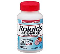 Rolaids Antacid Plus Anti-Gas Advanced Multi-Symptom Chewable Tablets Mixed Berries - 60 Count