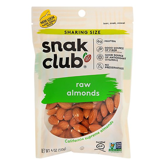 SnakClub Super Value Almonds Raw - 4 Oz
