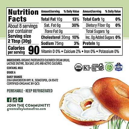 Green Valley Organics Lactose Free Cream Cheese - 8 Oz - Image 3