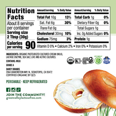 Green Valley Lactose Free Organic Cream Cheese Tub - 8 Oz - Image 4
