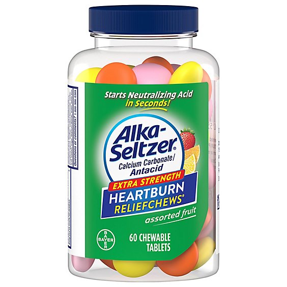 Alka-Seltzer Heartburn Relief Chewable Tablets Assorted Fruit Extra Strength - 60 Count