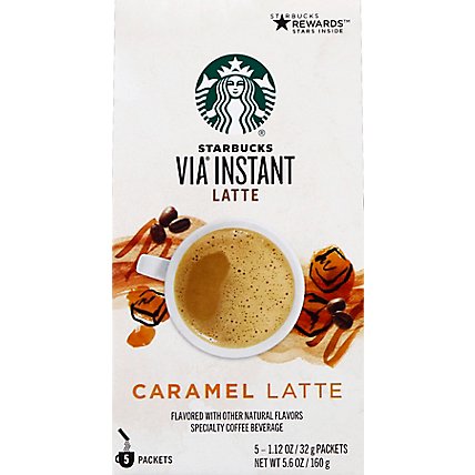 Starbucks VIA Instant Coffee Latte Caramel Packets - 5-1.12 Oz - Image 2