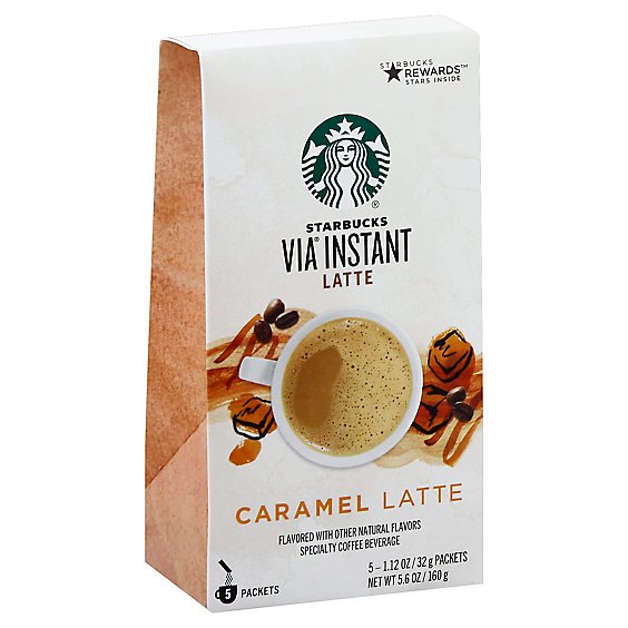 Starbucks VIA Instant Coffee Latte Caramel Packets - 5-1.12 Oz