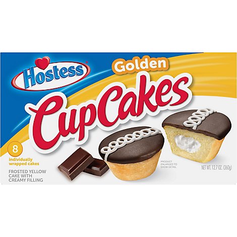 Hostess Golden Cupcakes Frosted Yellow Cake With Creamy Filling 8 Count - 12.7 Oz