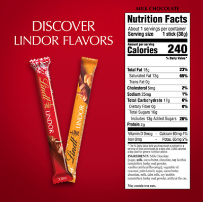 Lindt LINDOR Milk Chocolate Candy Truffle Bar - 1.3 Oz - Image 5