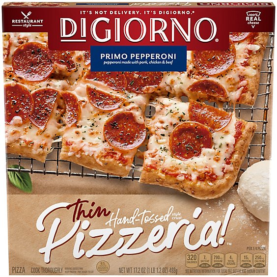 DIGIORNO Pizzeria! Pizza Thin Primo Pepperoni Frozen - 17.2 Oz