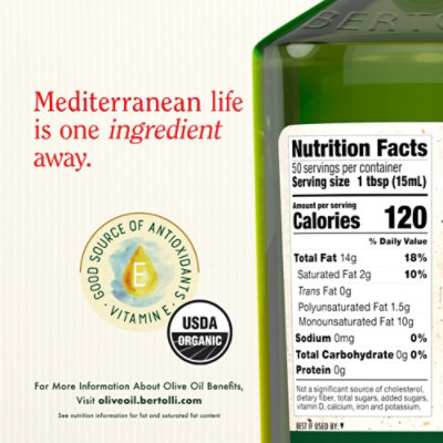 Bertolli Organic Olive Oil Extra Virgin Bottle - 25 Fl. Oz. - Image 4