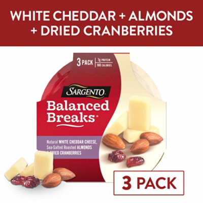 Sargento Balanced Breaks Snacks White Cheddar Cheese Roasted Almonds Dried Cranberries - 3-1.5 Oz - Image 1