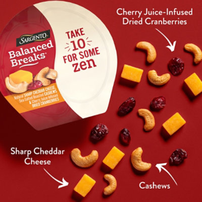 Sargento Balanced Breaks Sharp Cheddar Cheese Cashews Cherry Infused Dried Cranberries - 3-1.5 Oz - Image 3