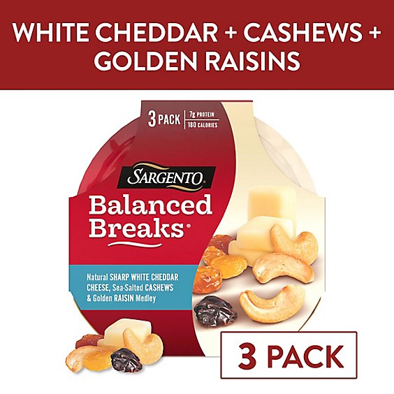 Sargento Balanced Breaks Cheese Snacks White Cheddar Cheese - 3-1.5 Oz