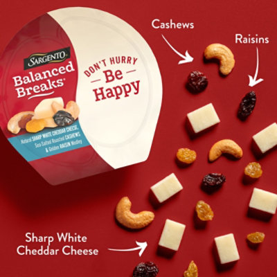 Sargento Balanced Breaks Sharp White Cheddar Cheese Roasted Cashews Raisins - 3-1.5 Oz - Image 3