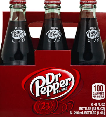 Dr Pepper Soda 8 fl oz glass bottles 6 pack - Image 2