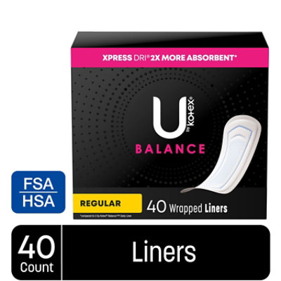 U by Kotex Balance Wrapped Regular Length Panty Liners - 40 Count