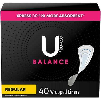 U by Kotex Lightdays Plus Unscented Panty Liners - 40 Count - Image 1