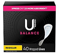 U by Kotex Lightdays Plus Panty Liners Regular Length Unscented - 40 Count