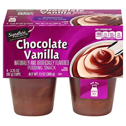 Signature SELECT Pudding Snack Chocolate Vanilla - 4-3.25 Oz - Image 3