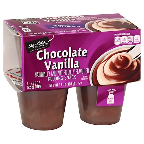 Signature SELECT Pudding Snack Chocolate Vanilla - 4-3.25 Oz