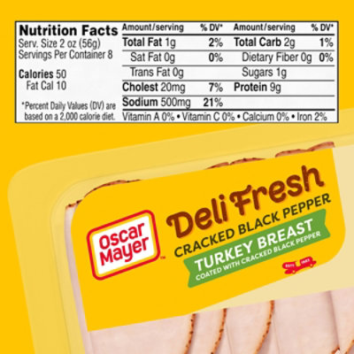 Oscar Mayer Deli Fresh Cracked Black Pepper Turkey Breast Lunch Meat Family Size Tray - 16 Oz - Image 6